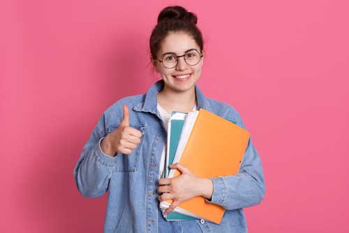 Excited young student